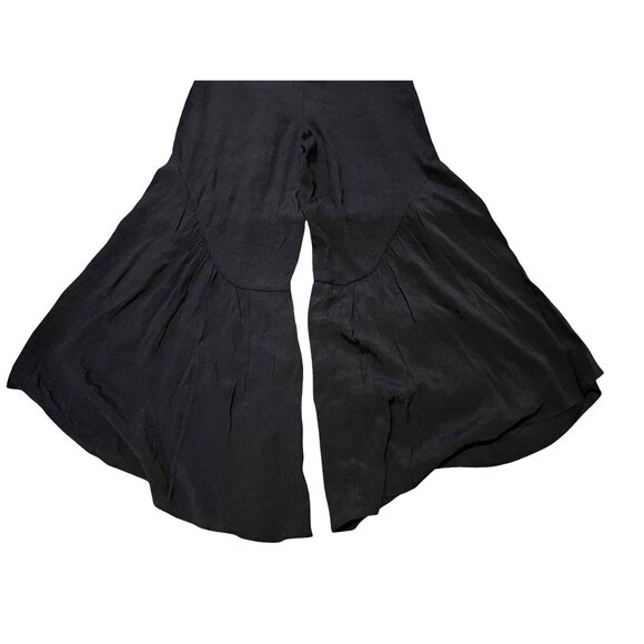 Halara Crinkle Textured Wide Flowy Leg Tie Waist Palazzo Pants Sz Medium Black Z - Picture 4 of 10